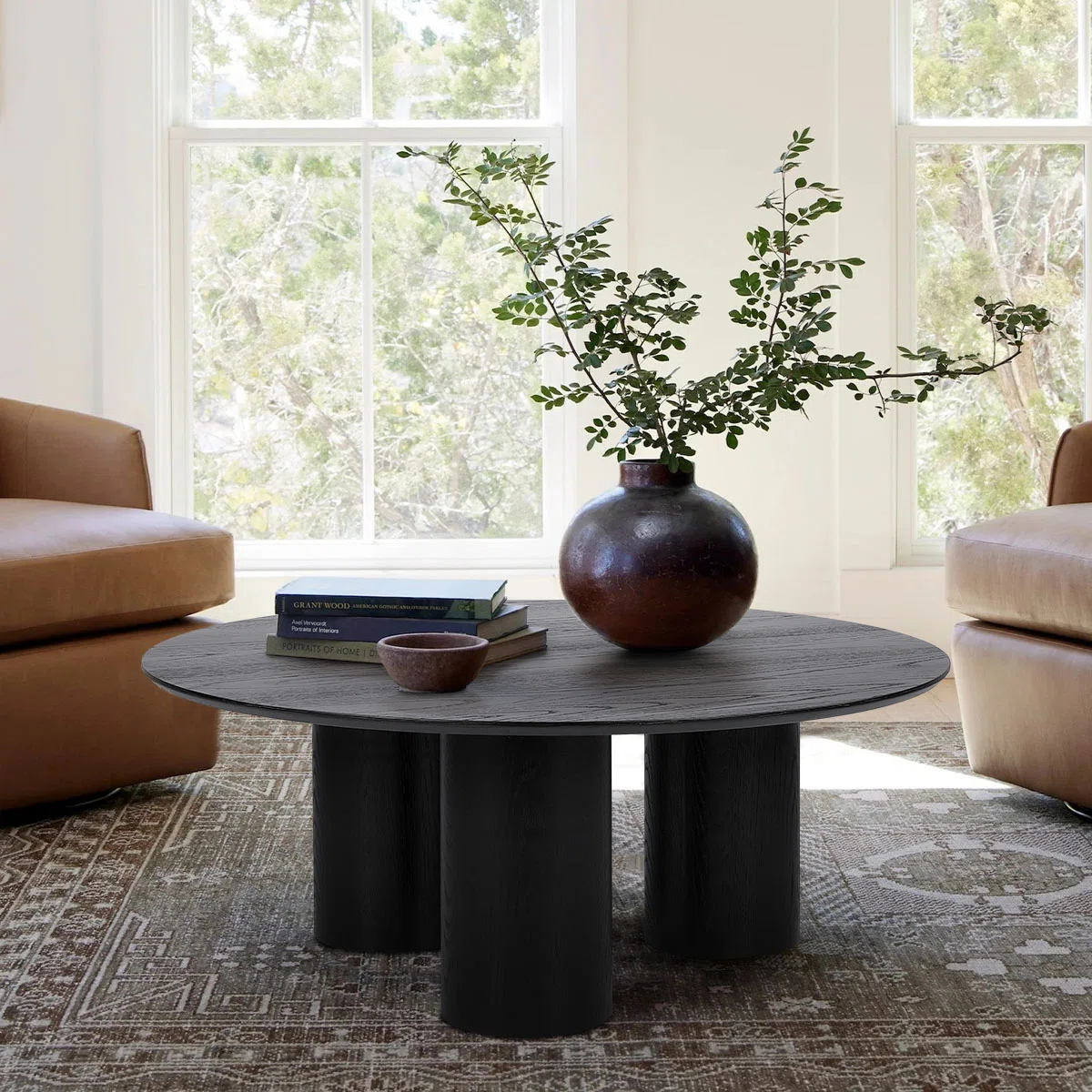 40_+Drum+++With+3+Legs+Pedestal+Round+Coffee+Table-101306601 (2) The Apex Tri-Block Coffee Table - Image 1