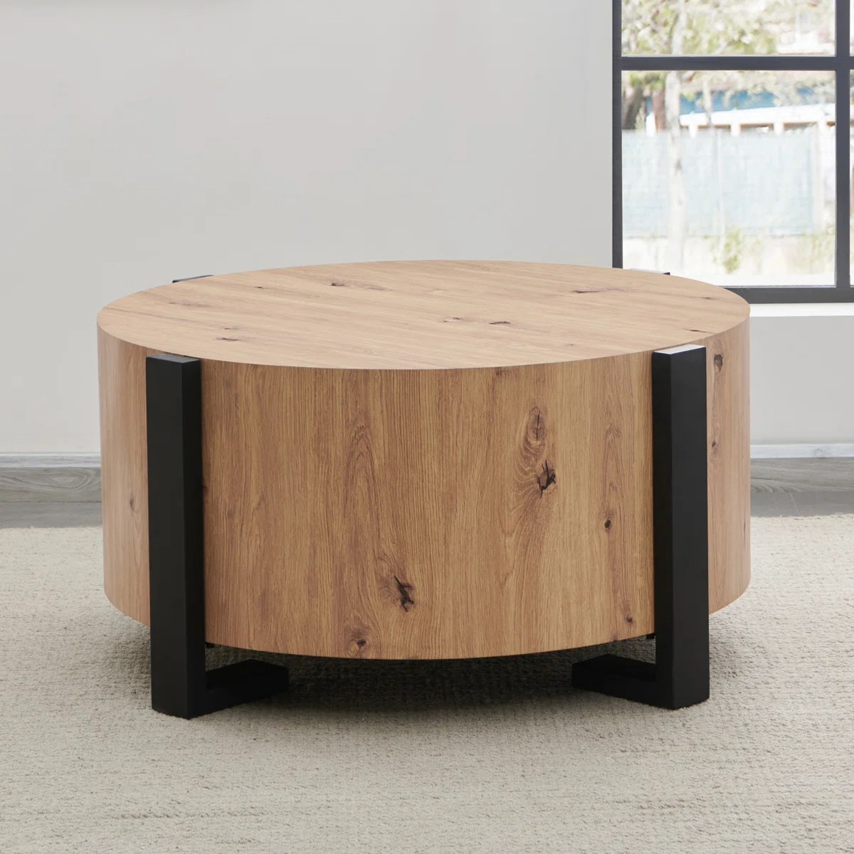 Amil+36_+Round+Wood+Coffee+Table The 91cm Lodge-Modern Circle Table - Image 1