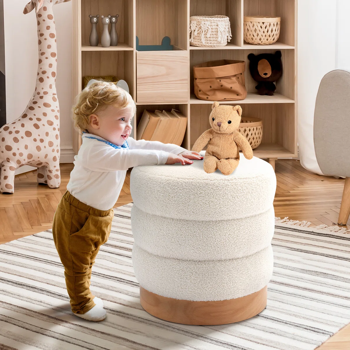 Carra+18''+Wide+Round+Upholstered+Pouf+Ottoman-834965232 (2) Kara ottoman - Image 1