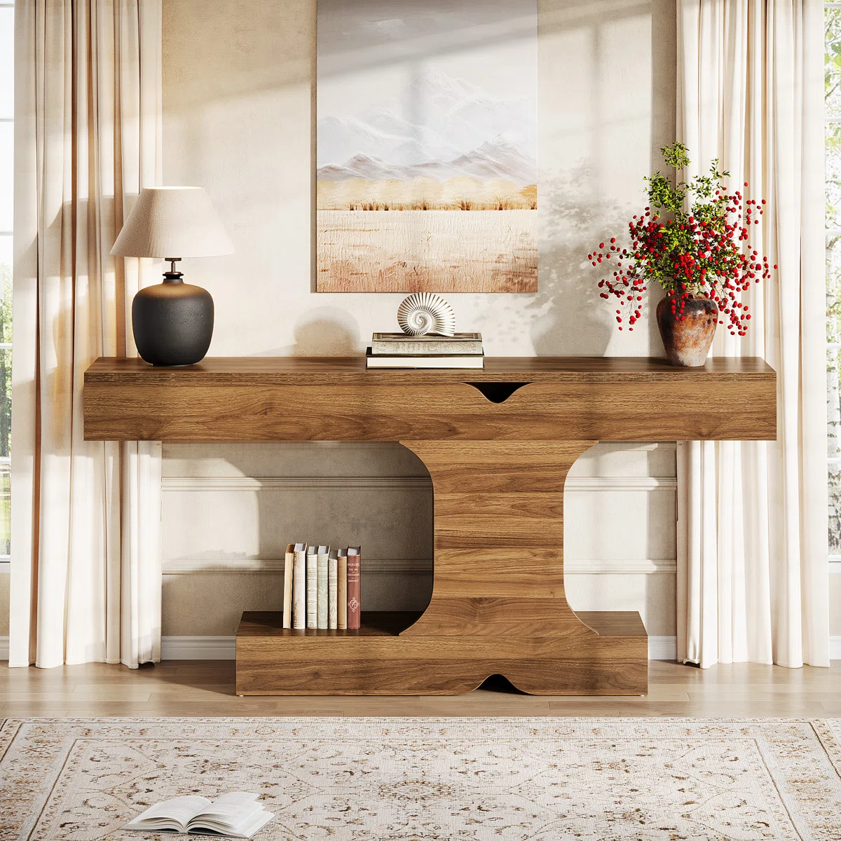Modern+Console+Table+for+Living+Room,+63-Inch+Wood+Entryway+Table,+Sofa+Table Orynza Console Table - Image 1