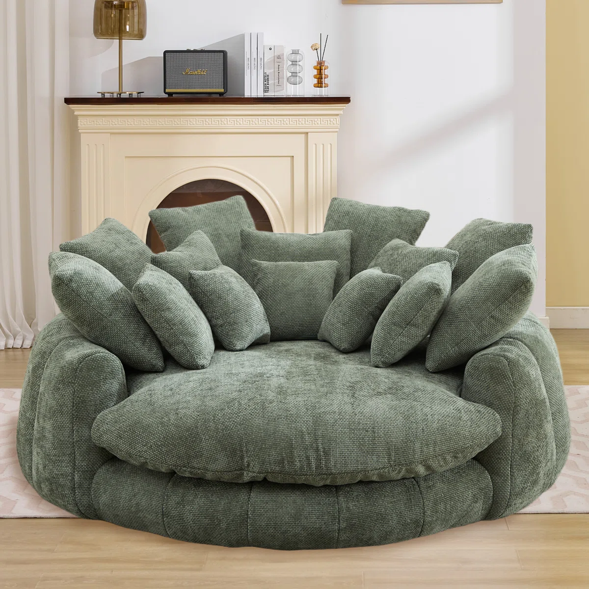 71”+Oversized+Upholstered+Sofa+Bed,+Round+Chaise+Lounge+Chair+Indoor,+Fluffy+Plush+Chaise+Lounge,+Modern+Chenille+Cloud+Couch+with+Deep+Seat,+Comfy+Bean+Bag+Chiar+for+Living+Room+Apartment-336326314 (1) The Hearthside Hug Chaise - Image 1